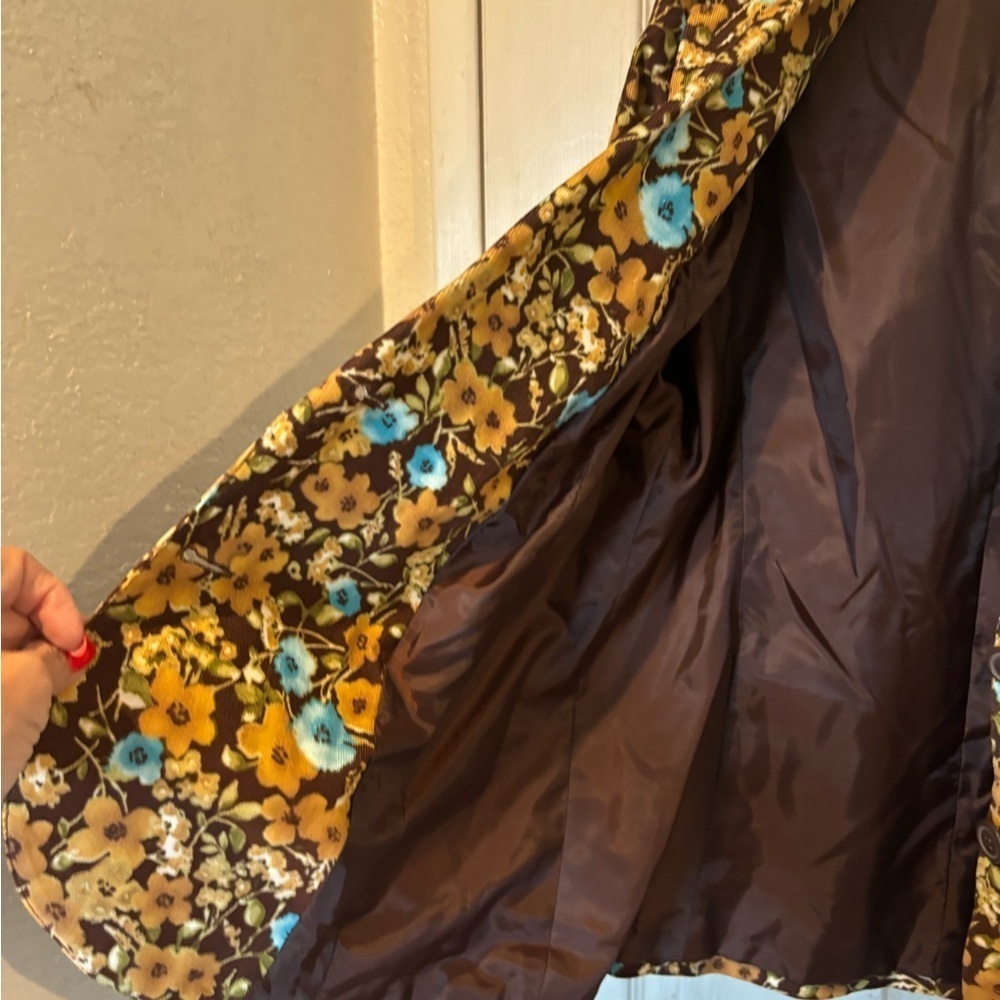 Liz Claiborne “First Issue “ NWOT Lightweight Corduroy Tan/Brown Floral Blazer - Picture 4 of 7